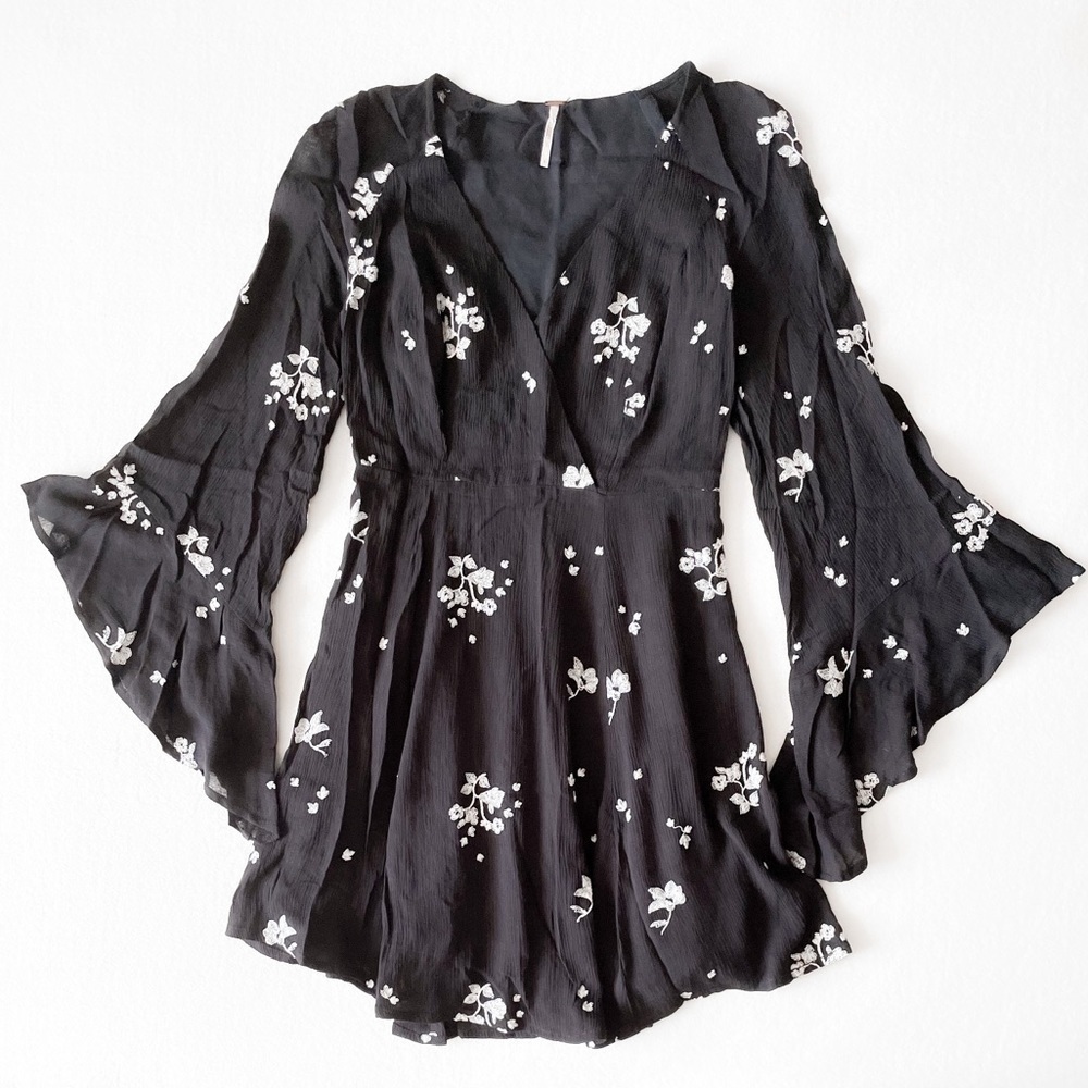 Free People Embroidered Bell Sleeve Dress